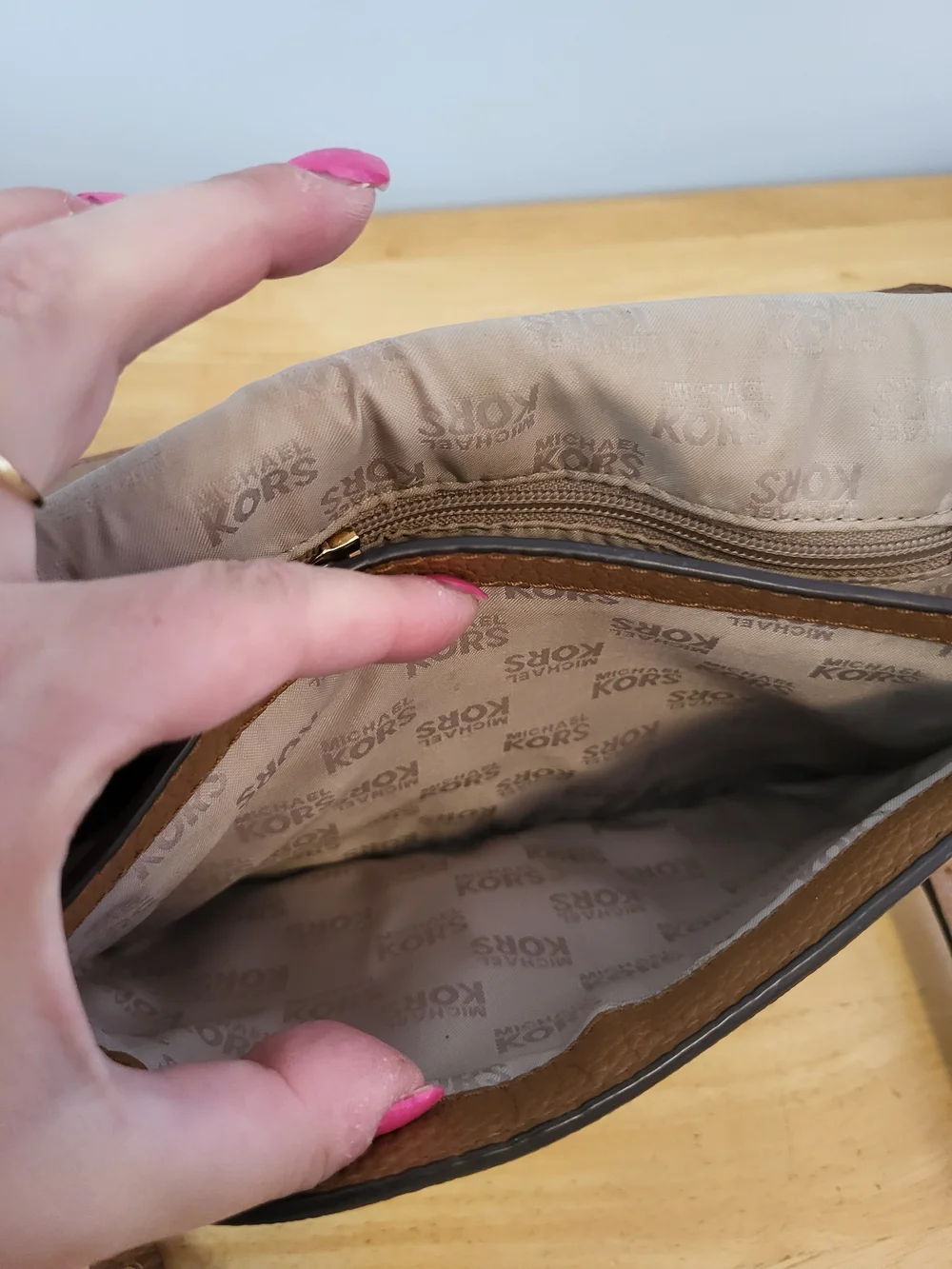 Michael Kors Brown Logo Crossbody Bag with Tan Flap